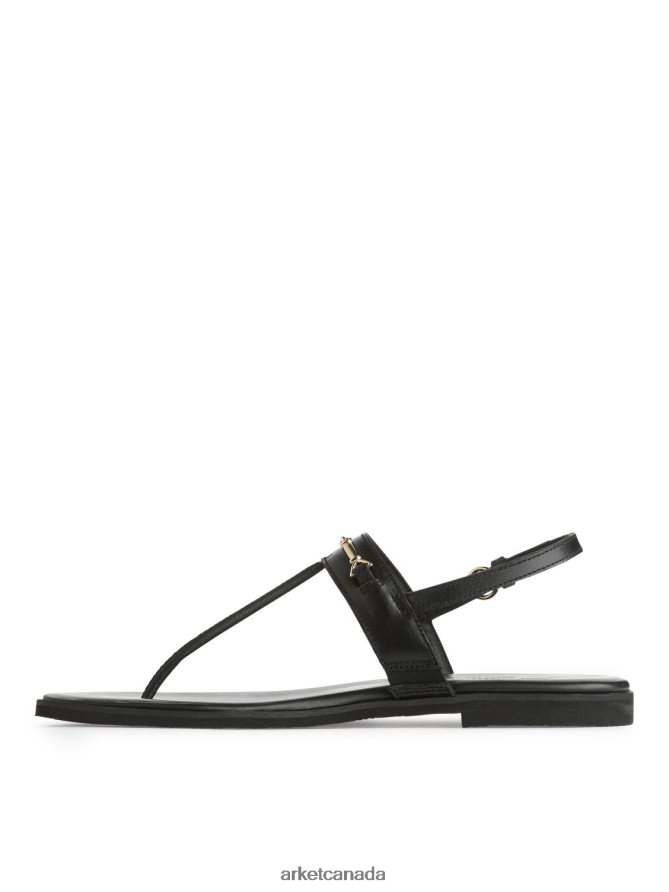 ARKET Footwear 4L826J707 Black Leather Thong Sandals Women