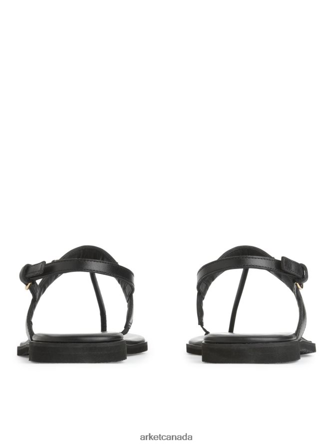 ARKET Footwear 4L826J707 Black Leather Thong Sandals Women