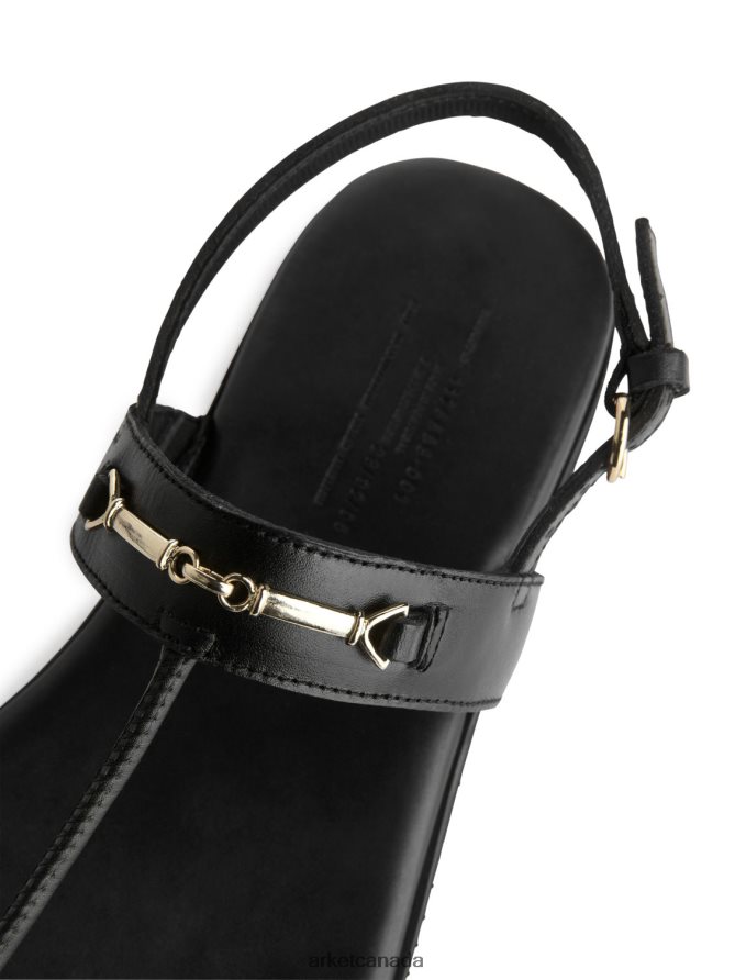 ARKET Footwear 4L826J707 Black Leather Thong Sandals Women