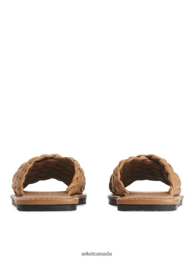 ARKET Footwear 4L826J640 Brown Woven Leather Slides Women