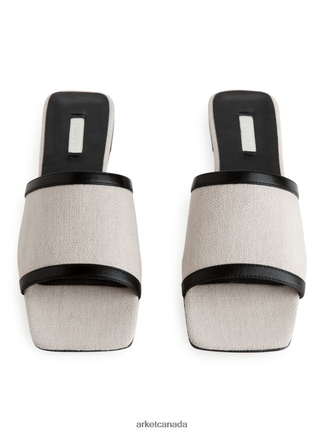 ARKET Footwear 4L826J712 Light Beige/White Linen Slides Women