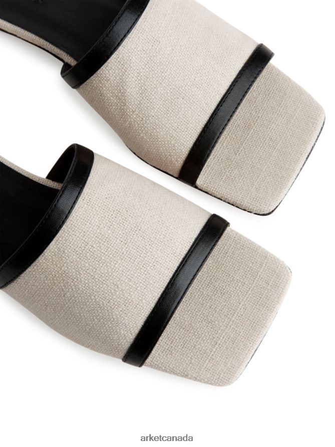 ARKET Footwear 4L826J712 Light Beige/White Linen Slides Women